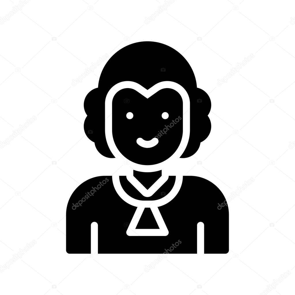 election related judge or character with uniform and wig vector win solid design,