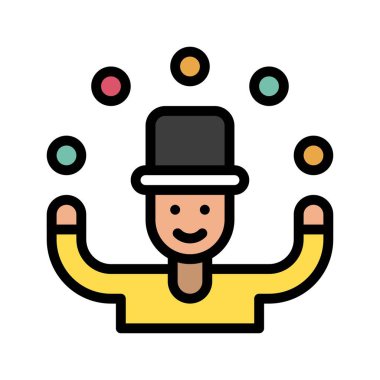 Geçit törenine katılan sihirli çocuk şapkalı ve topları düzgün vuruşlu vektör.