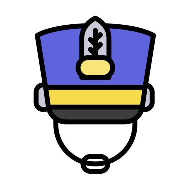 Geçit töreniyle ilgili kemerli çocuk şapkası ve düzenlenebilir felçli geçit töreni işareti vektörü.