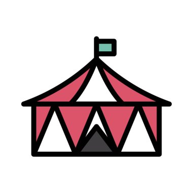 Geçit töreni için bayrak taşıyan sirk çadırı. Düzenlenebilir felçli bayram vektörü.