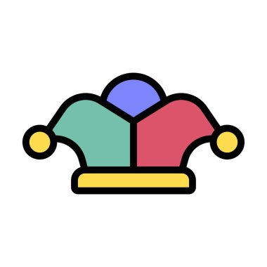 Sirk için gösterişli Joker şapkası düzenlenebilir darbeyle farklı stil vektörü