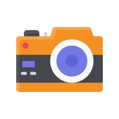 Düğmeli fotoğraf makinesi ve düz ışık vektörü ile geçit töreni