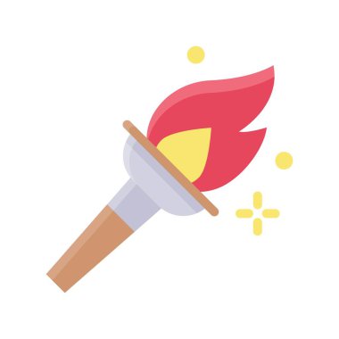 Düz stil sopa ve ateş vektörü ile geçit alevi ışığı