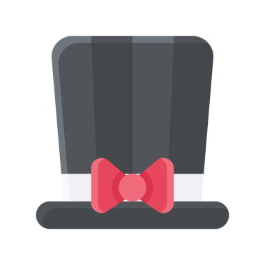 Şeritli sihirli şapka ve düz stil yay vektörü.