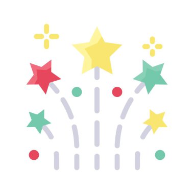 Düz stil uçan yıldızlarla ilgili geçit töreni havai fişekleri