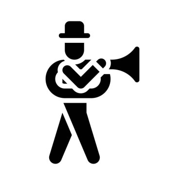 Geçit törenine katıksız tasarım ile trompet çalan çocukla ilgili.