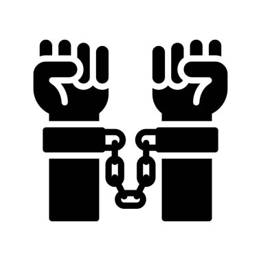 Suçlunun elleri üzerinde polisle ilgili kelepçeleri sağlam tasarımda protesto etmek