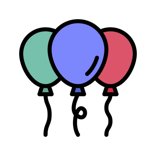 Parade Bezogene Feier Luftballons Fliegen Mit Fadenvektor Mit Editierbarem Strich — Stockvektor