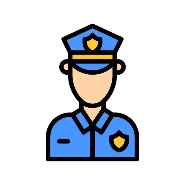 Uomo Polizia Collegato Alla Protesta Con Tappo Distintivo Vettore Con — Vettoriale Stock