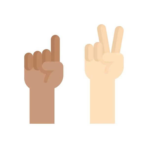 Protest Related Hands One Two Finger Vector Flat Style — Stock Vector