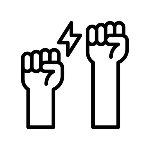 Διαμαρτυρία Που Σχετίζονται Χέρια Επάνω Διάνυσμα Σήμα Ενέργειας Γραμμικό Στυλ — Διανυσματικό Αρχείο