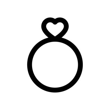 Aşk ve düğünle ilgili kalp halkası vektörü çizgisel tarzda