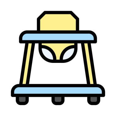 Bebek partisi ile ilgili şirin küçük bebek gezdiricisi ya da düzenlenebilir felçli kapalı mekan vektörü