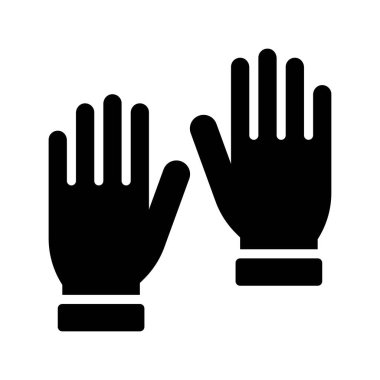 Katı tasarımda laboratuvar ikonu ile ilgili tıbbi eldiven vektörü