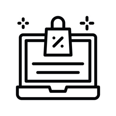 Alışveriş torbası ve bilgisayar vektörü doğrusal biçiminde