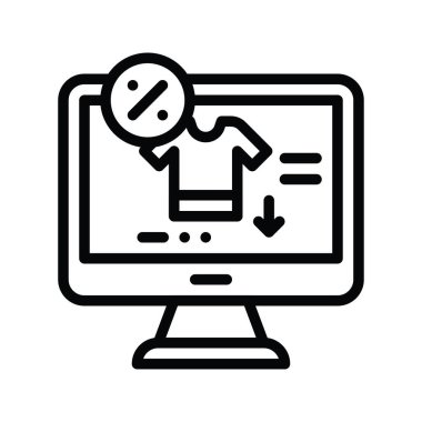 çevrimiçi alışveriş ve indirimli kart vektörü doğrusal biçiminde