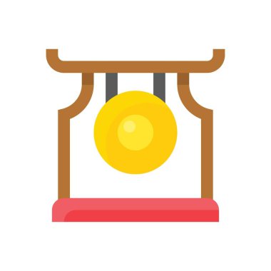 Düz tasarımda stand vektörü olan Çin Yeni Yıl gongu