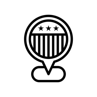 4 Temmuz Birleşik Devletler bayrağı konum iğnesinde küçük yıldız vektörleri doğrusal biçiminde