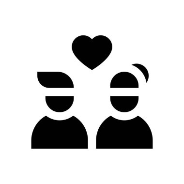 Sevgililer günü aşkı ve romantizm çiftleri kalp vektörü ve katı tasarım.