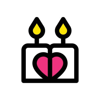 Sevgililer günü aşkı ve romantik kalbi düzenlenebilir felçli mum vektöründe