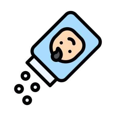 Bebek partisi bebek yüzlü küçük çocuklar ya da bebek pudrası şişesi kalp vektörü ve düzenlenebilir felç