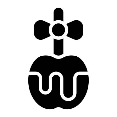 Doğum günü ya da yeni doğan bebekle ilgili elma pruvada ve üzerinde çikolata vektörleri olan katı tasarım.