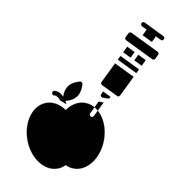 Katı tasarım içerisinde elma vektörüyle laboratuar ikonu ile ilgili laboratuvar enjeksiyonu