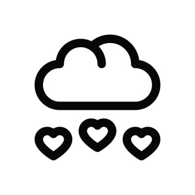 Sevgililer günü, ilgili aşklar ve aşklar kalp vektörleri ile bulut, çizgisel tarzda,