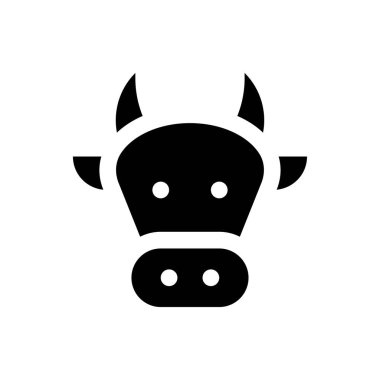 Çin 'e özgü yeni yıl ineği. Katı tasarım boynuz vektörü.