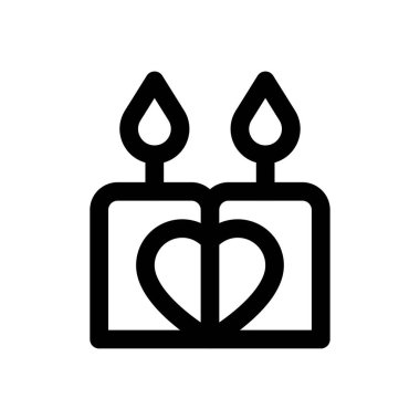 Sevgililer günü aşkı ve romantik kalp mum vektörü çizgisel tarzda