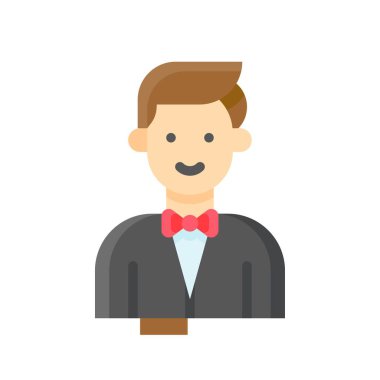 Düğün ve aşkla ilgili damadın gelinlik tasarımı vektörü.