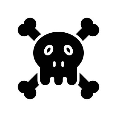 Katı tasarım içinde kemik vektörü olan laboratuar simgesi tehlikeli işaret veya kafatası