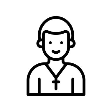 düğün ve aşkla ilişkili rahip çizgisel olarak çapraz vektör ile