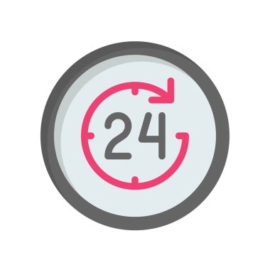 Saat dairesi 24 saat düz tasarım servis vektörü