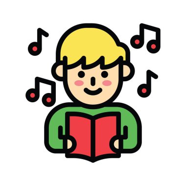 Noel, akraba, tatlı çocuklar, Noel şarkısı avatarlarını okuyun, düzenlenebilir vuruşlarla,