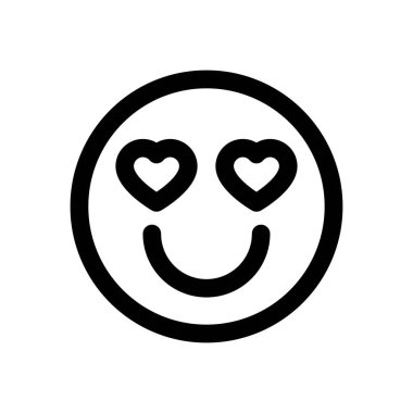 Aşk ve düğünle ilgili gülümseme çizgisel tarzda emoji vektörü