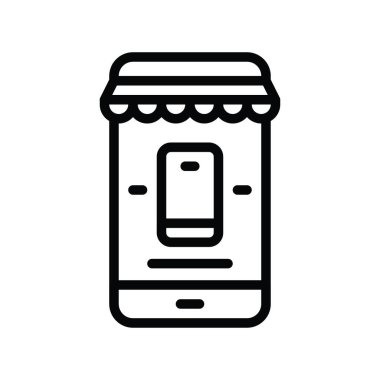 mobil mağaza ve mobil vektör satın alma lineal tarzı