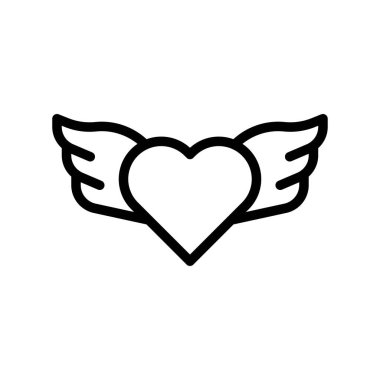 Kanatlı ya da melek vektörlü romantik taşıt kalbi