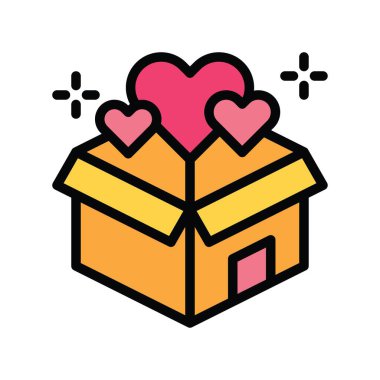 Kara Cuma hediye kutusu ve düzenlenebilir felçli kalp vektörü