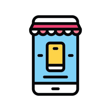 mobil mağaza ve düzenlenebilir vuruş ile mobil vektör satın