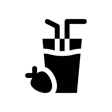 Sevgililer günü aşkı ve aşk suyu bardağıyla çilek vektörü ve katı tasarım.