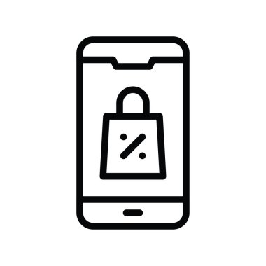 alışveriş torbası ve mobil vektör doğrusal biçiminde