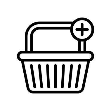 Sepet simgesi, süpermarket konsepti, vektör illüstrasyonu
