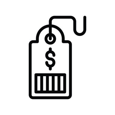 Fiyat etiketi, dolar işareti ve çizgi biçiminde tarama kodu vektörü