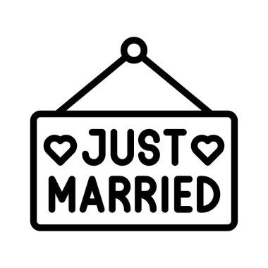 Düğün ve aşkla ilgili yazılı metinde kalp vektörü çizgisel biçimdedir.