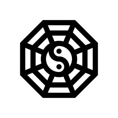 Çin Yeni Yıl burçlarıyla ilgili doğrusal olarak yin yang vektörü