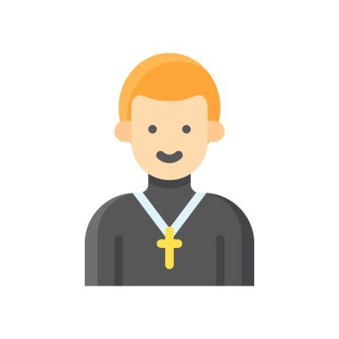 Düz dizaynlı çapraz vektörlü düğün ve aşkla ilgili rahip