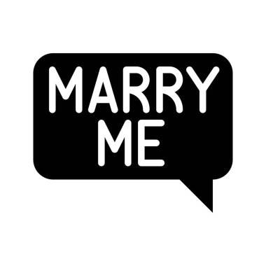 düğün ve aşkla ilgili yazılı metin katı tasarımda ileti açılır vektörü üzerine