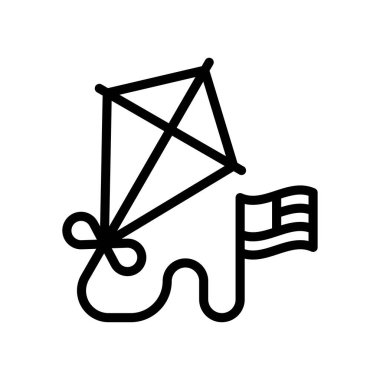 4 Temmuz Birleşik Devletler bayrağı ile uçurtma ve iplik vektörleri çizgisel tarzda