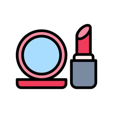 Akşam yemeği pazarı veya çevrimiçi alışveriş aynası rujlu ve düzenlenebilir felçli vektör.